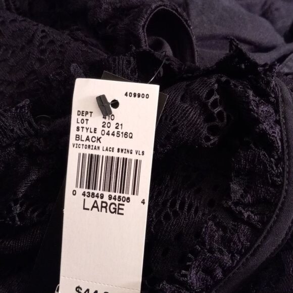 AB Studio Size Large Top Victorian Lace Swing Sleeveless Black Lined Tank NEW - Picture 11 of 13